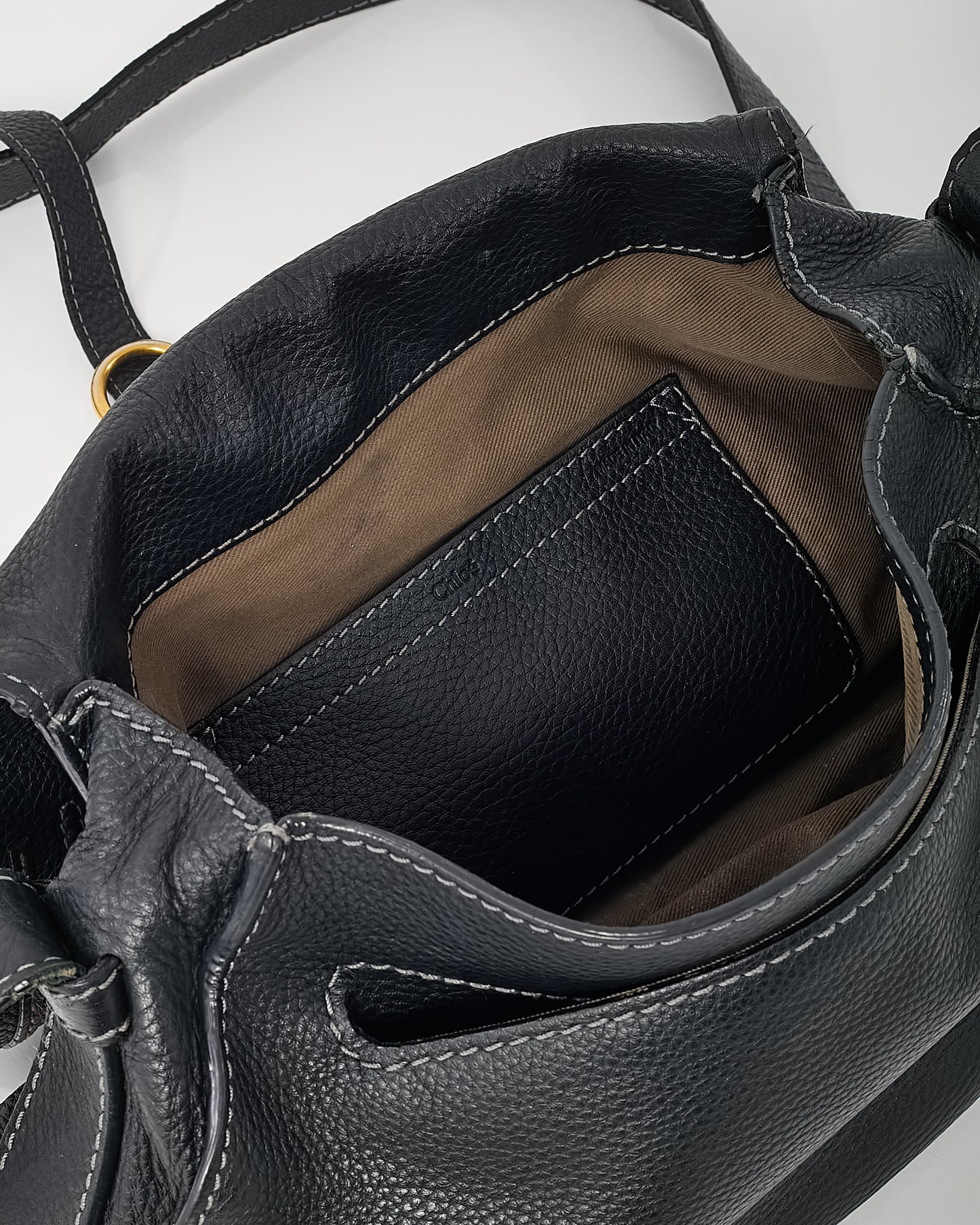 Chloé Black Pebbled Leather Marcie Saddle Crossbody Bag