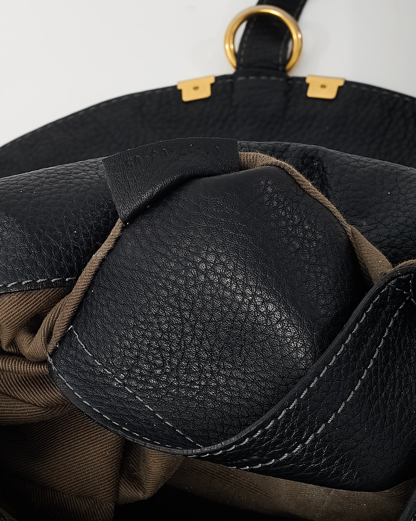 Chloé Black Pebbled Leather Marcie Saddle Crossbody Bag