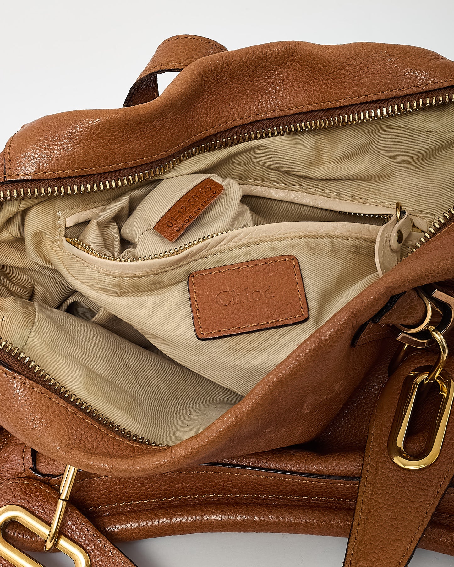 Chloé Tan Pebbled Leather Medium Paraty 2Way Bag