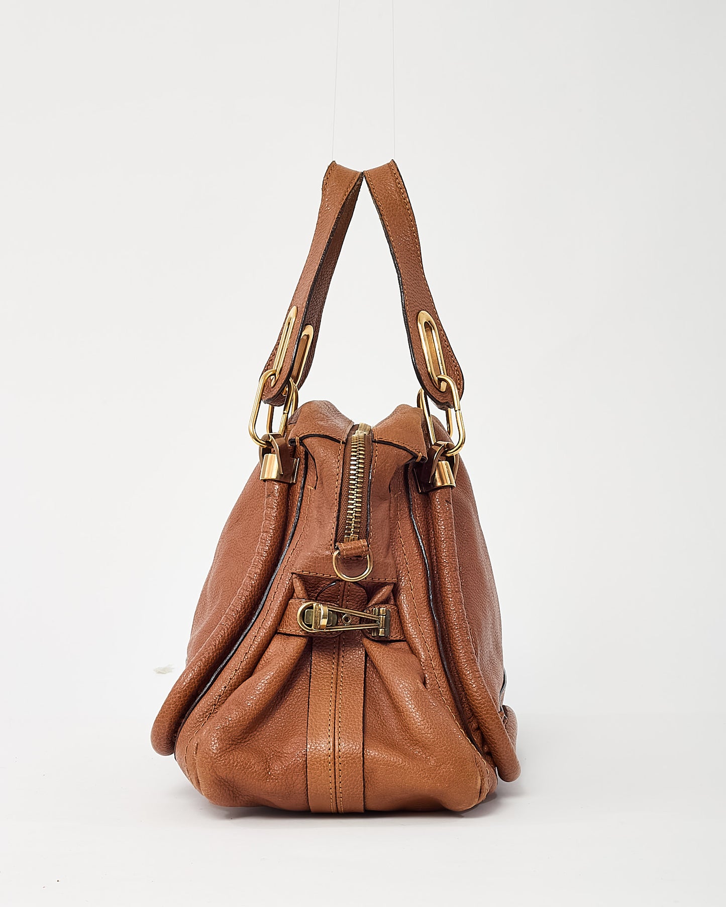 Chloé Tan Pebbled Leather Medium Paraty 2Way Bag