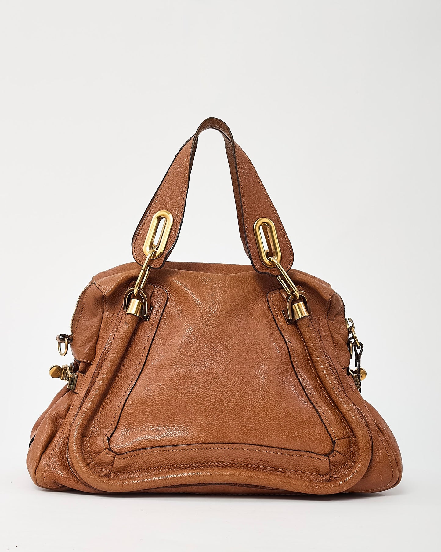 Chloé Tan Pebbled Leather Medium Paraty 2Way Bag