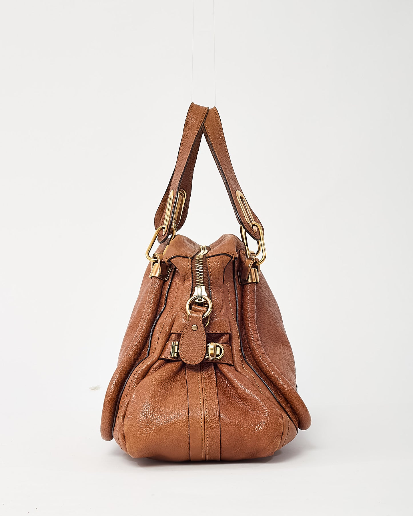 Chloé Tan Pebbled Leather Medium Paraty 2Way Bag