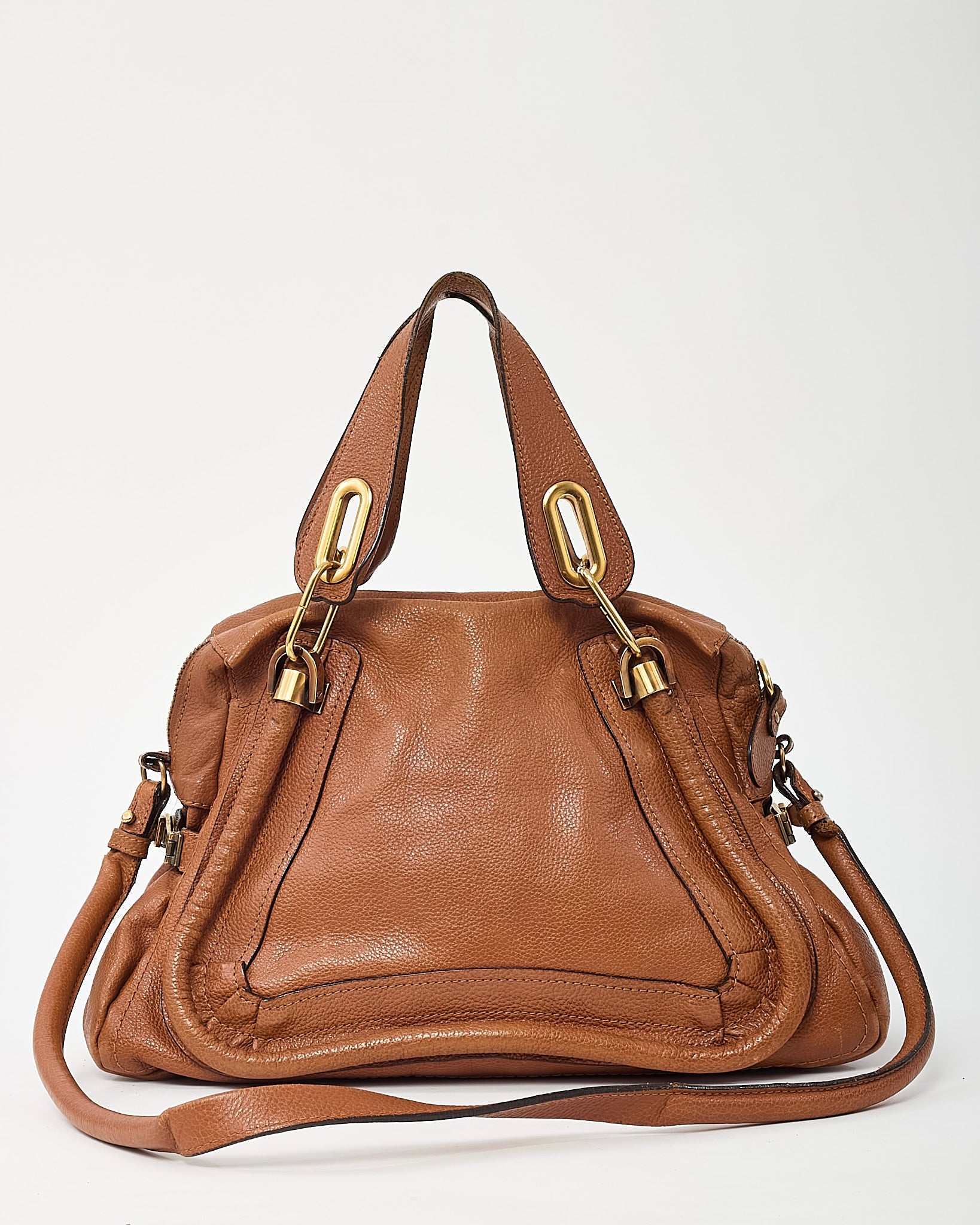 Buy Chloé Tan Pebbled Leather Medium Paraty 2Way Bag