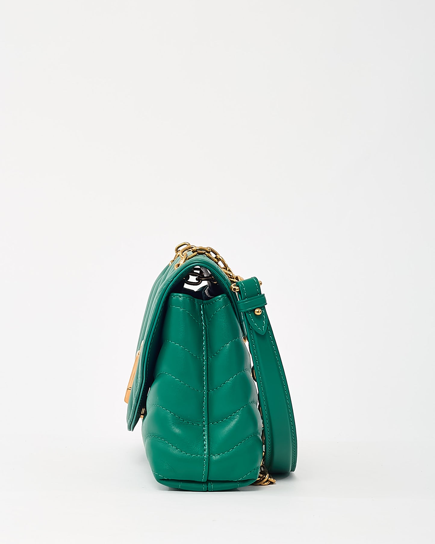 Louis Vuitton Green Calfskin Leather New Wave Chain MM Shoulder Bag GHW