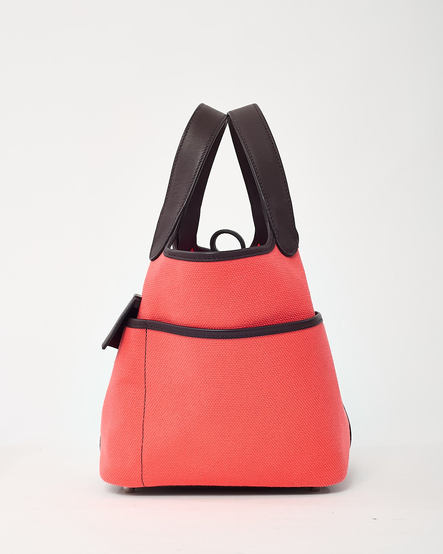 Hermès Pink Rose Texas Canvas and Rouge Sellier Leather Cargo Picotin Lock 18