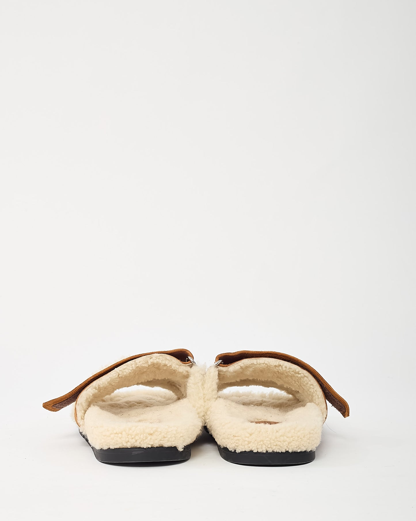 Hermès Tan Suede & Shearling Chypre Sandals - 39