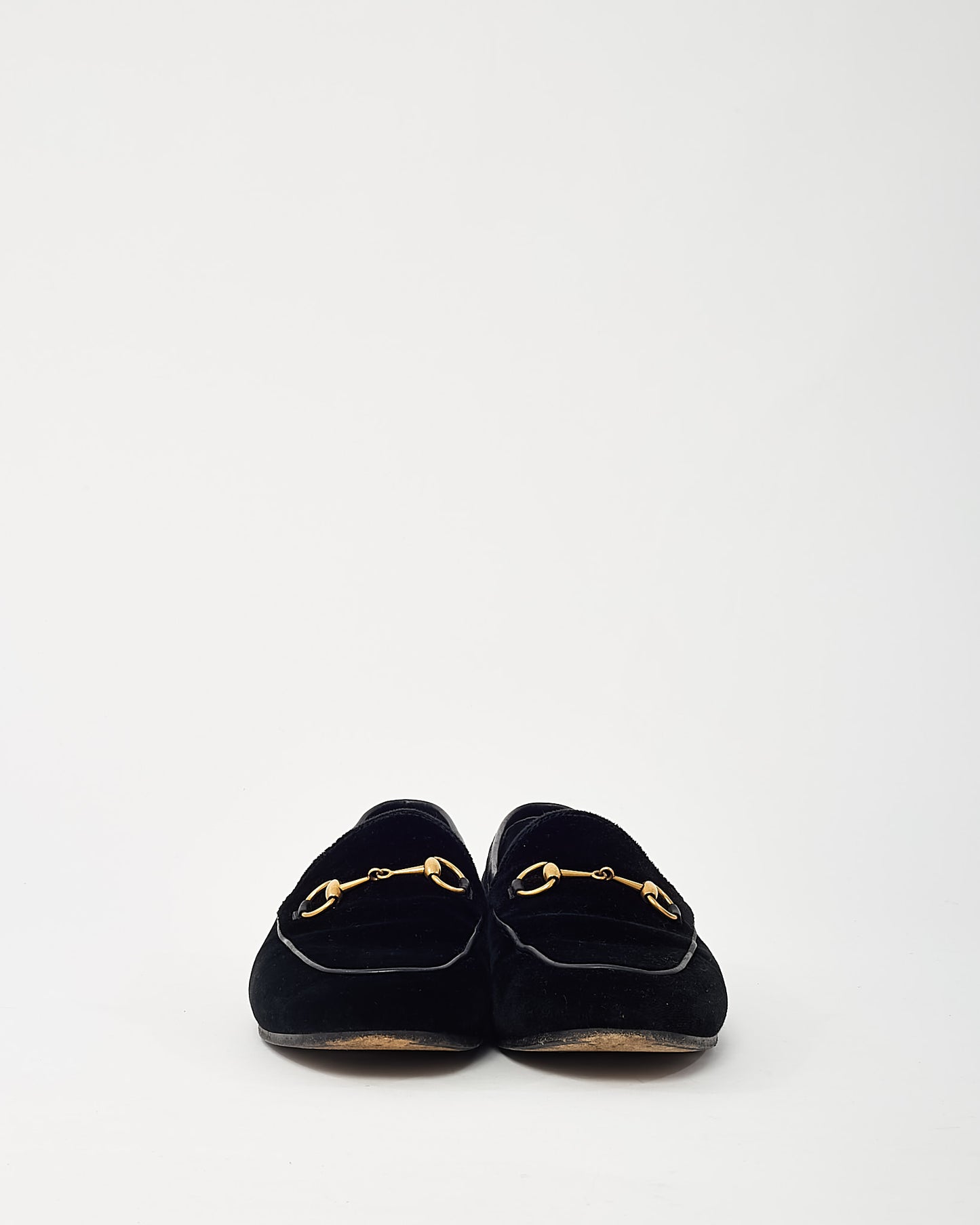 Gucci Black Suede Gold Horsebit Jordaan Loafers - 38.5