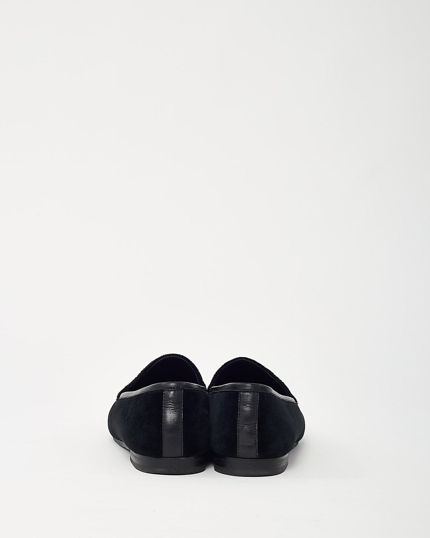 Gucci Black Suede Gold Horsebit Jordaan Loafers - 38.5