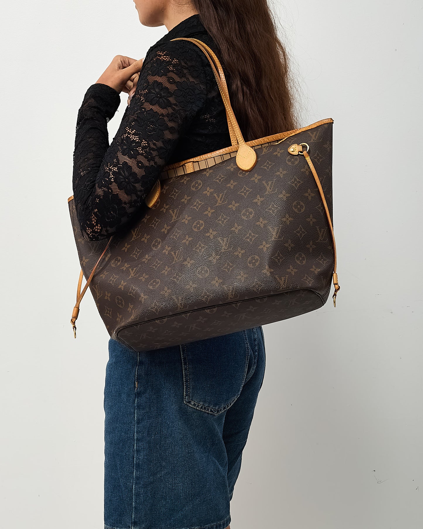 Louis Vuitton Monogram Coated Canvas Neverfull MM Bag