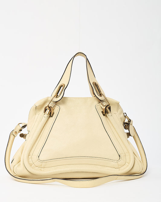 Chloé Cream Beige Pebbled Leather Medium Paraty Military 2Way Bag