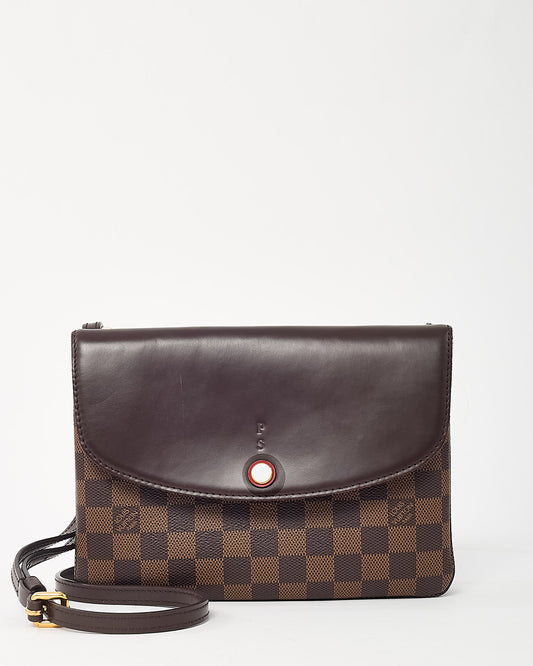 Louis Vuitton Damier Ebene Coated Canvas Pocket Twice Crossbody Bag with Initials
