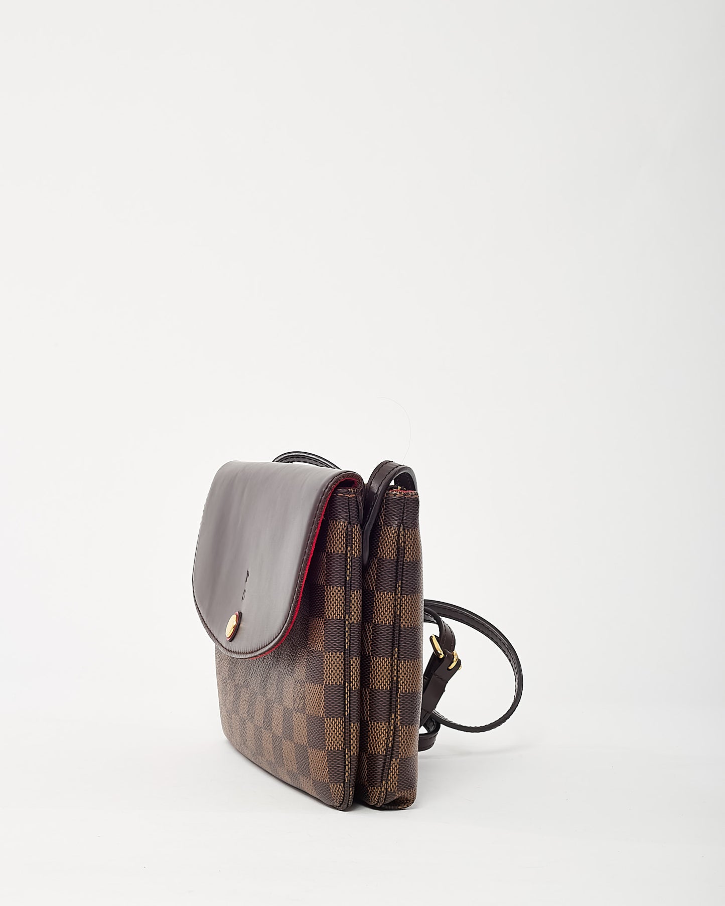 Louis Vuitton Damier Ebene Coated Canvas Pocket Twice Crossbody Bag with Initials