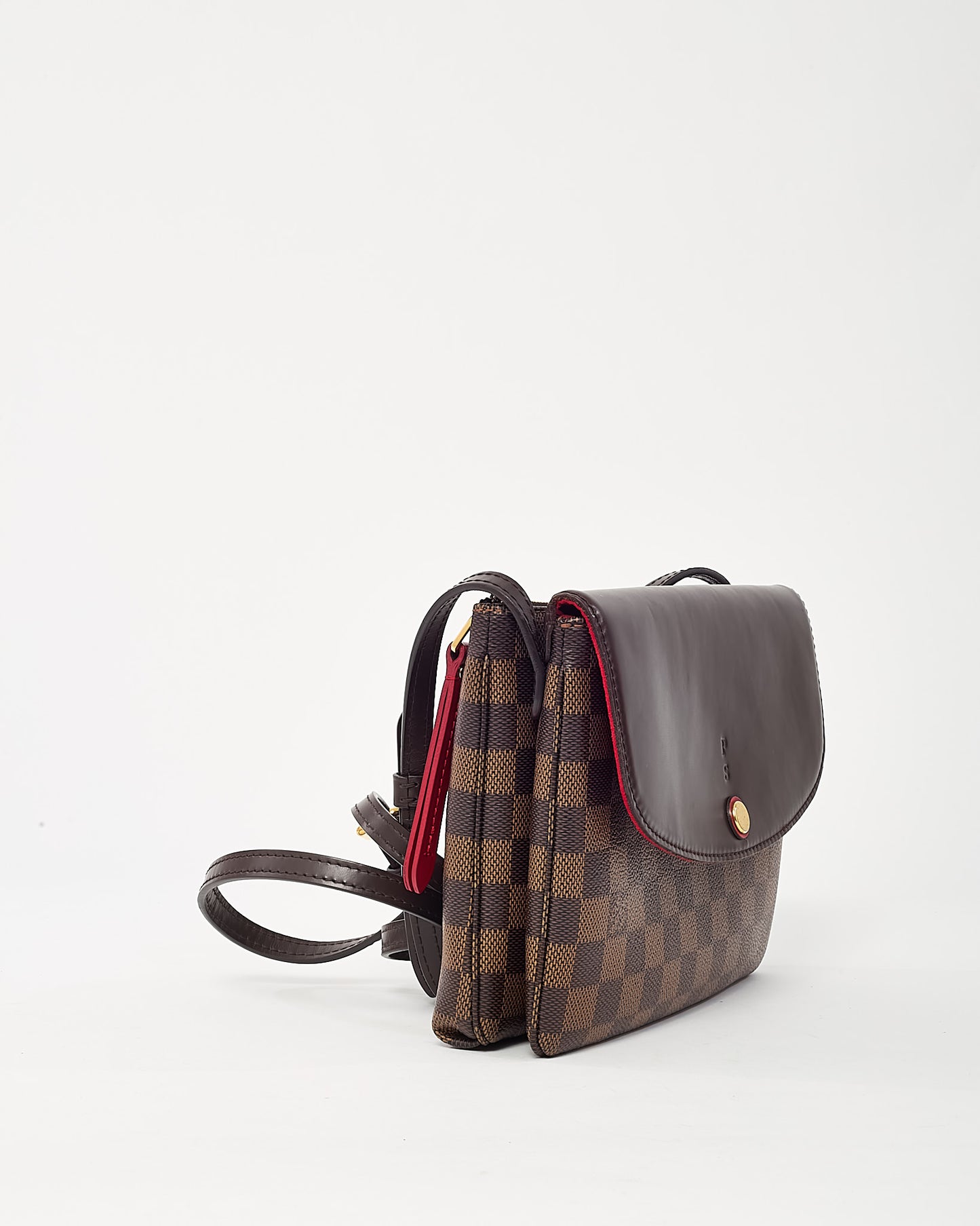 Louis Vuitton Damier Ebene Coated Canvas Pocket Twice Crossbody Bag with Initials