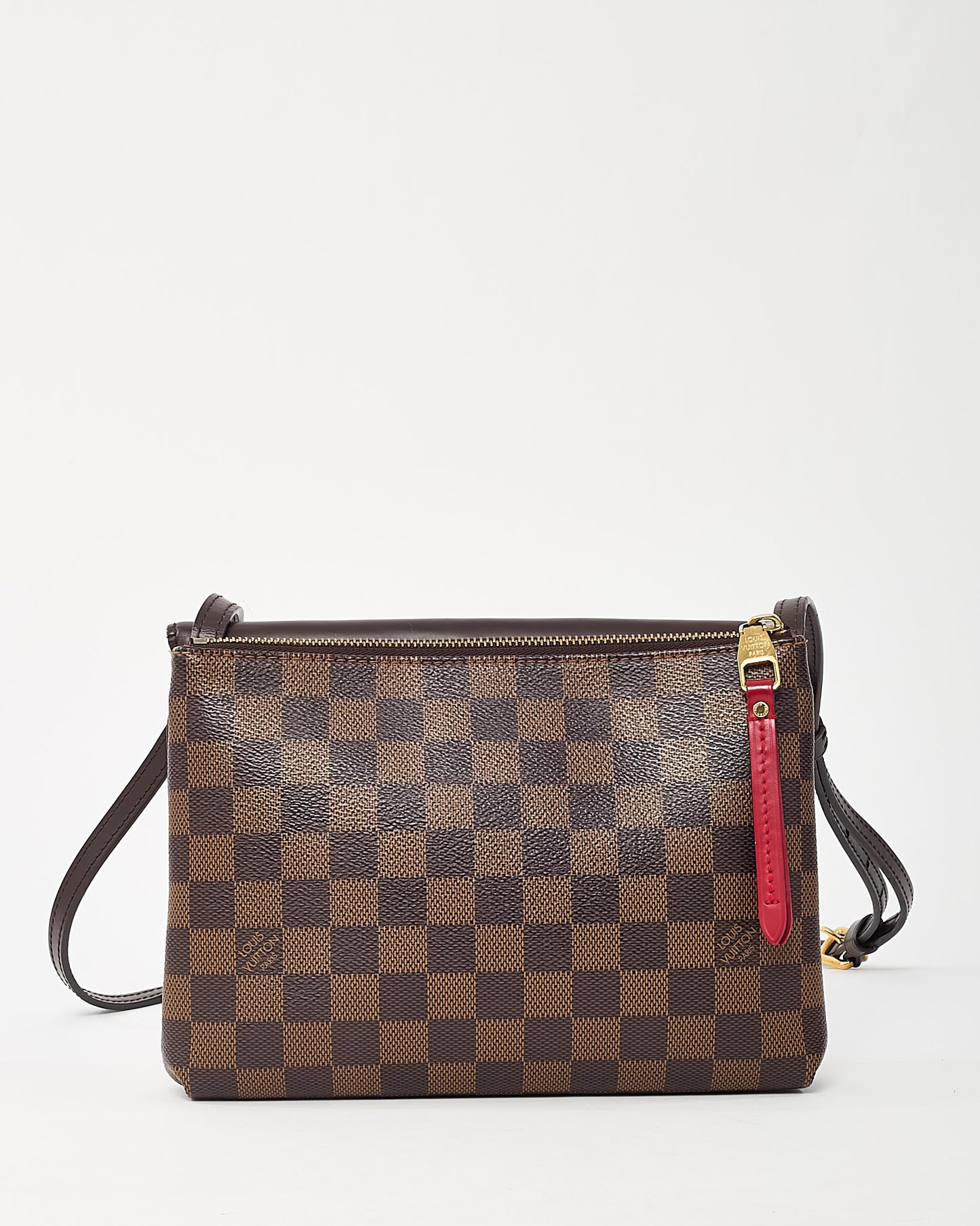 Louis Vuitton Damier Ebene Coated Canvas Pocket Twice Crossbody Bag with Initials