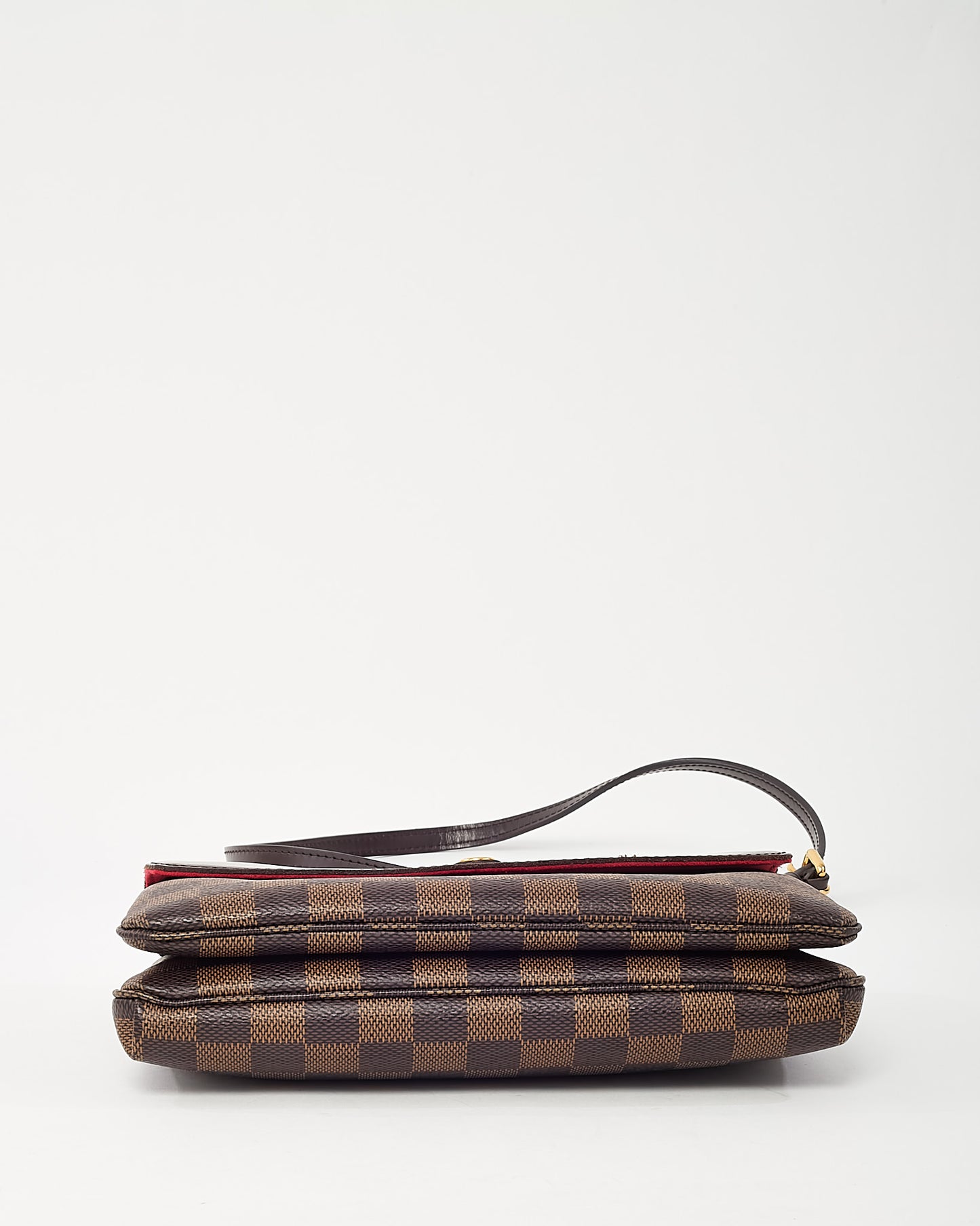 Louis Vuitton Damier Ebene Coated Canvas Pocket Twice Crossbody Bag with Initials