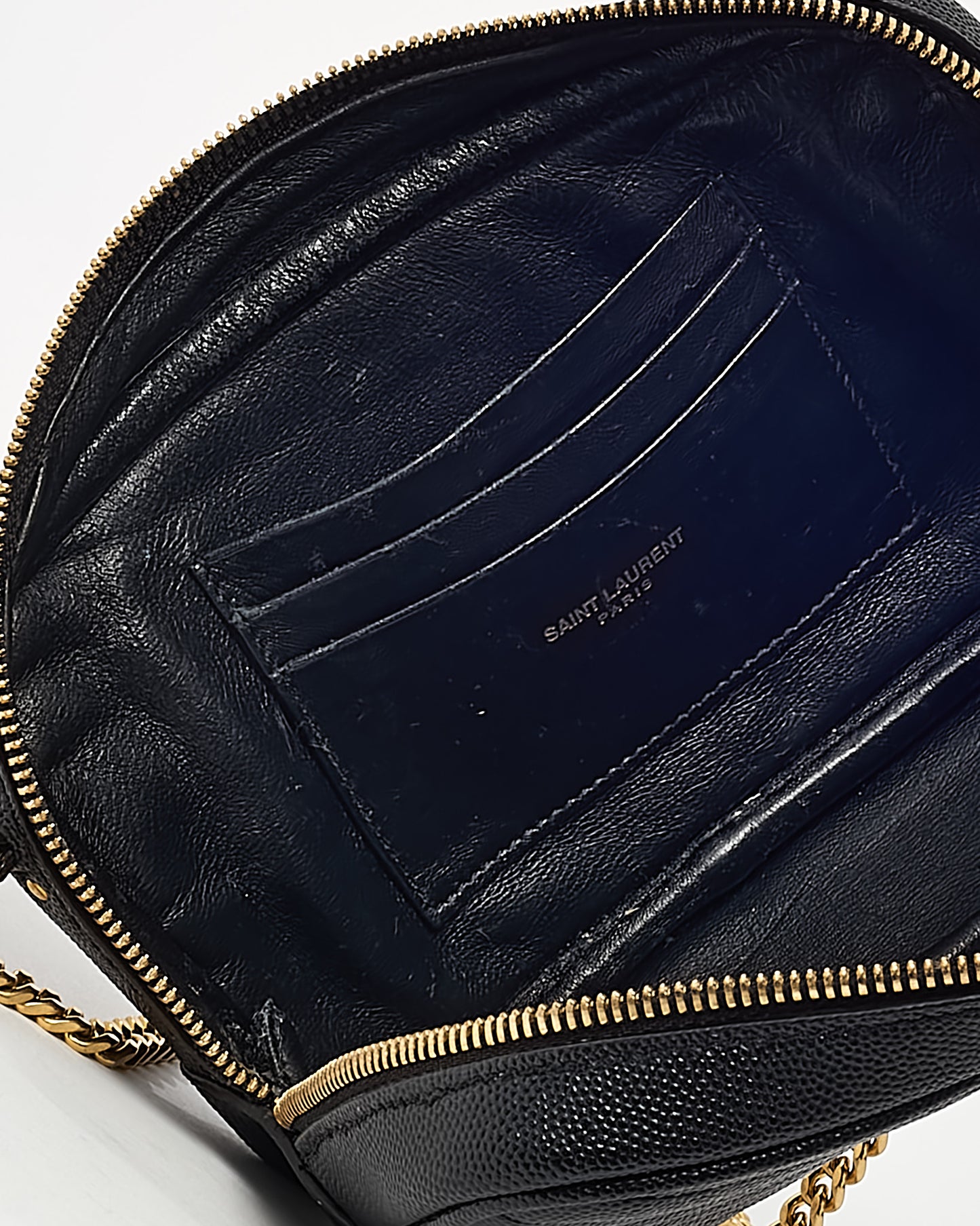 Saint Laurent Black Chevron Grain De Poudre YSL Mini Lou Chain Crossbody Bag GHW
