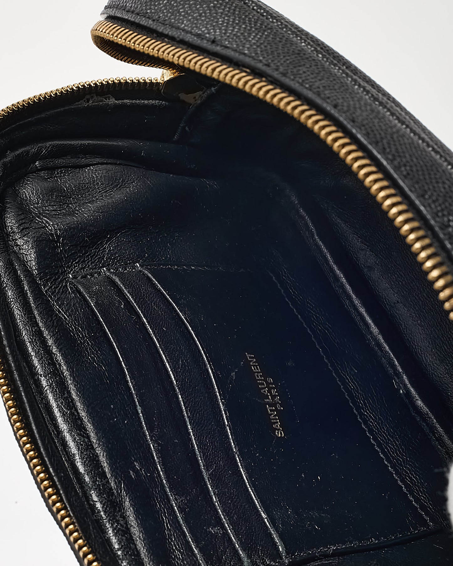 Saint Laurent Black Chevron Grain De Poudre YSL Mini Lou Chain Crossbody Bag GHW