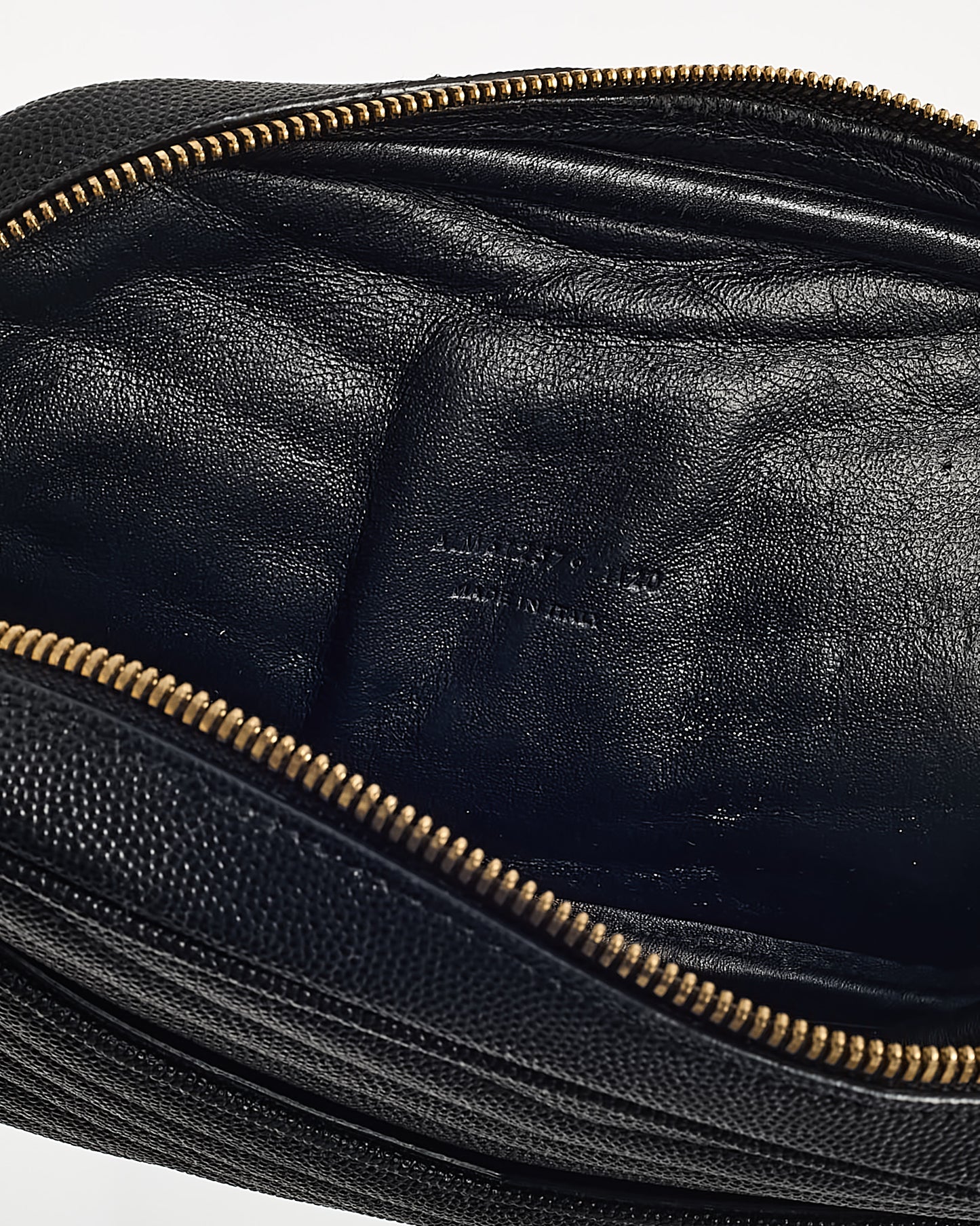 Saint Laurent Black Chevron Grain De Poudre YSL Mini Lou Chain Crossbody Bag GHW