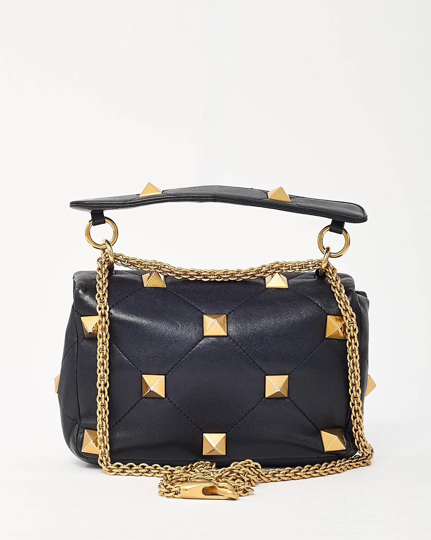 Valentino Black Puffy Leather GHW Roman Stud 2Way Shoulder Bag