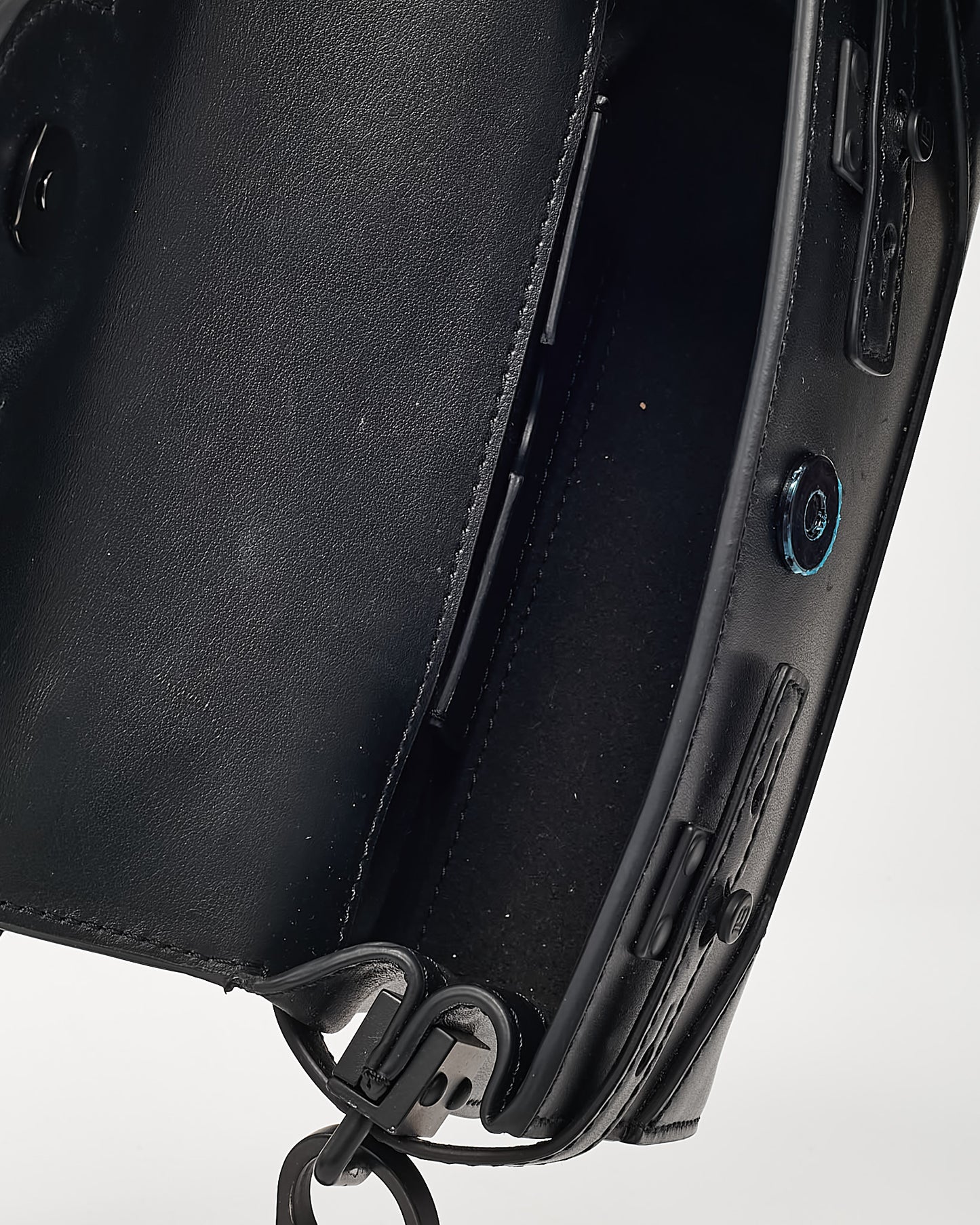 Balmain Black Leather Tonal Hardware B-Buzz 19 Crossbody Bag