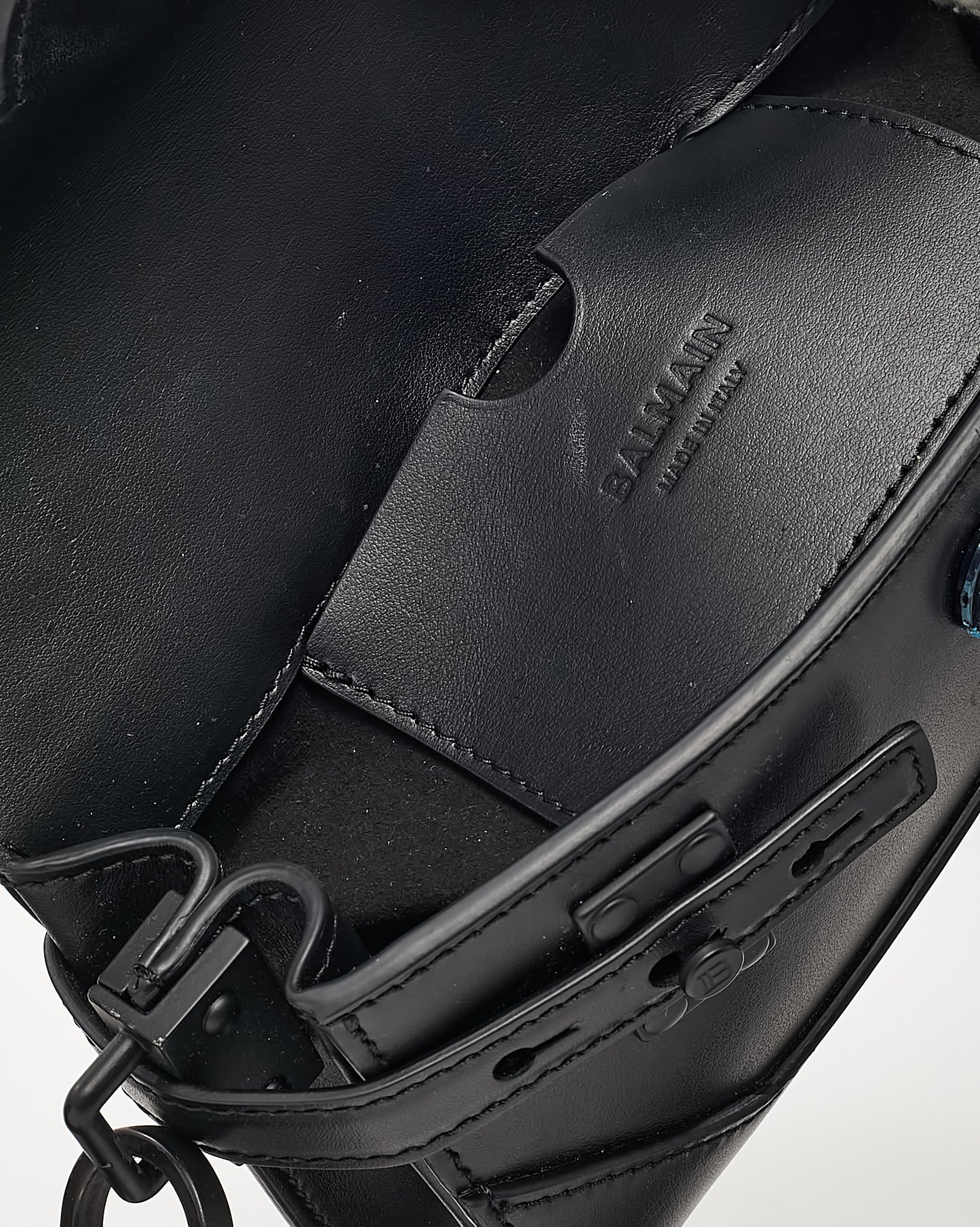Balmain Black Leather Tonal Hardware B-Buzz 19 Crossbody Bag