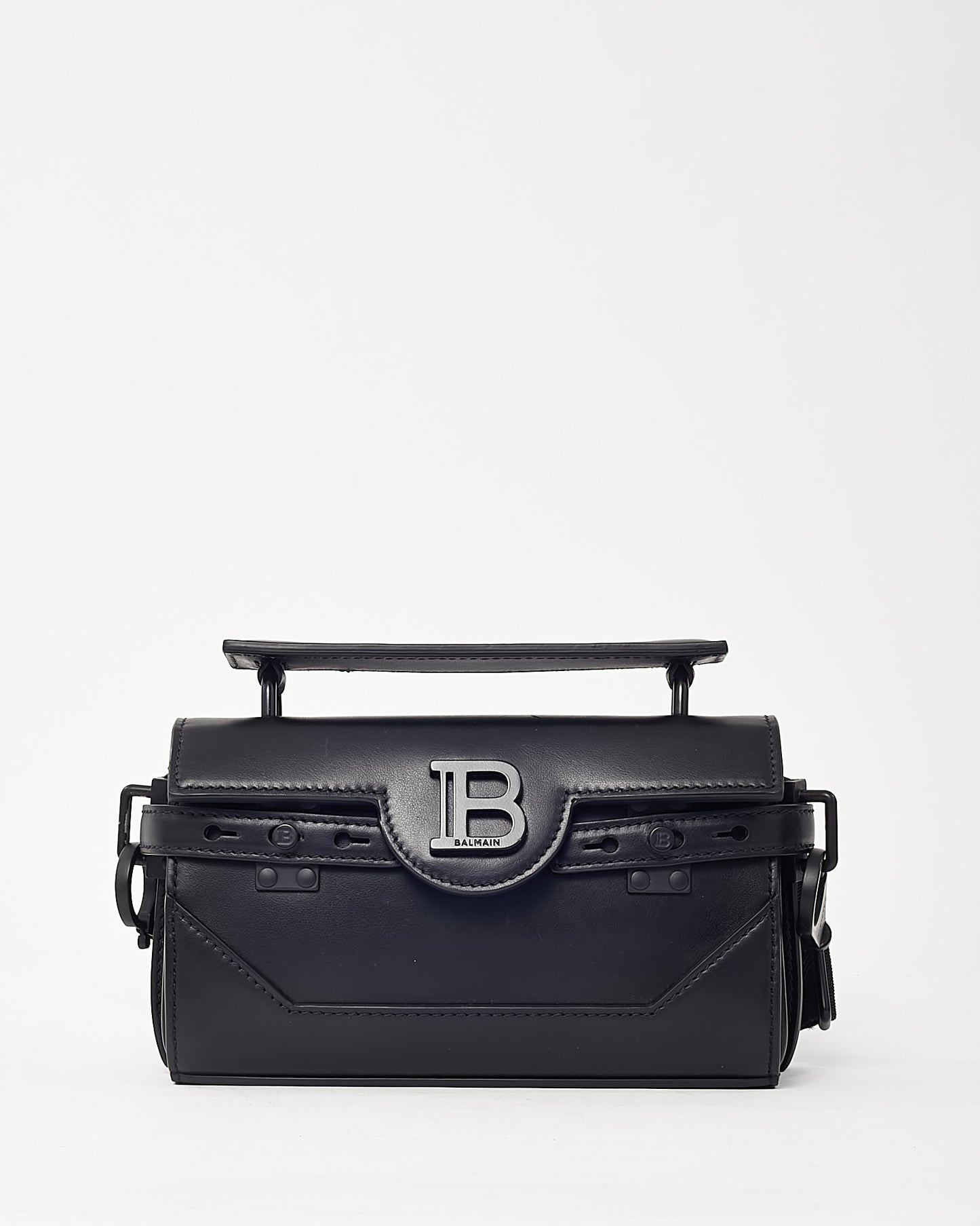 Balmain Black Leather Tonal Hardware B-Buzz 19 Crossbody Bag