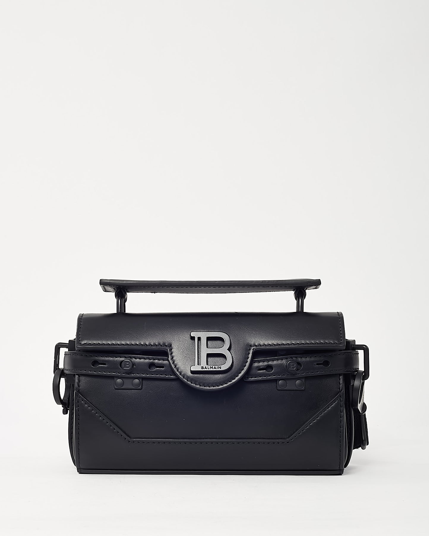Balmain Black Leather Tonal Hardware B-Buzz 19 Crossbody Bag