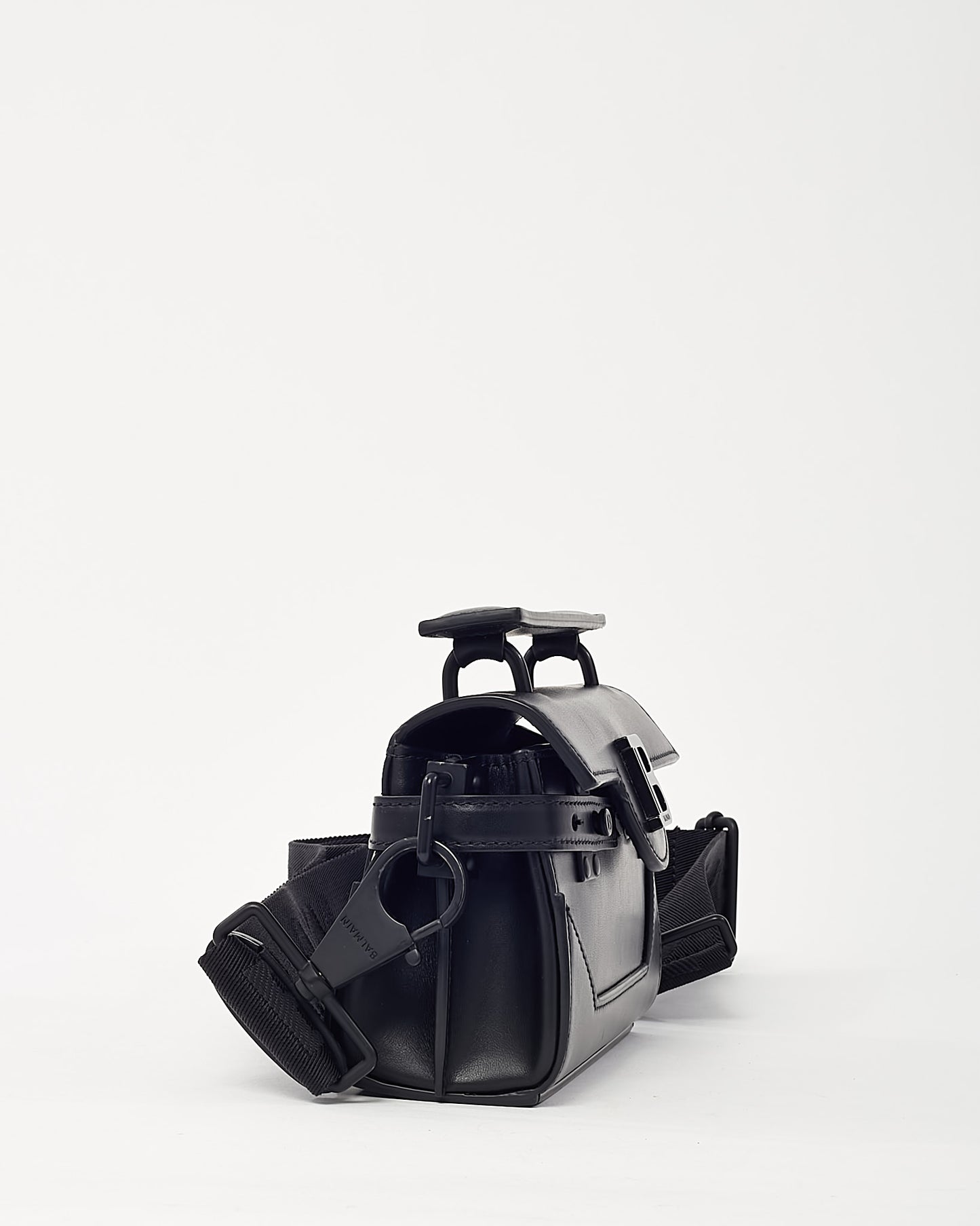 Balmain Black Leather Tonal Hardware B-Buzz 19 Crossbody Bag