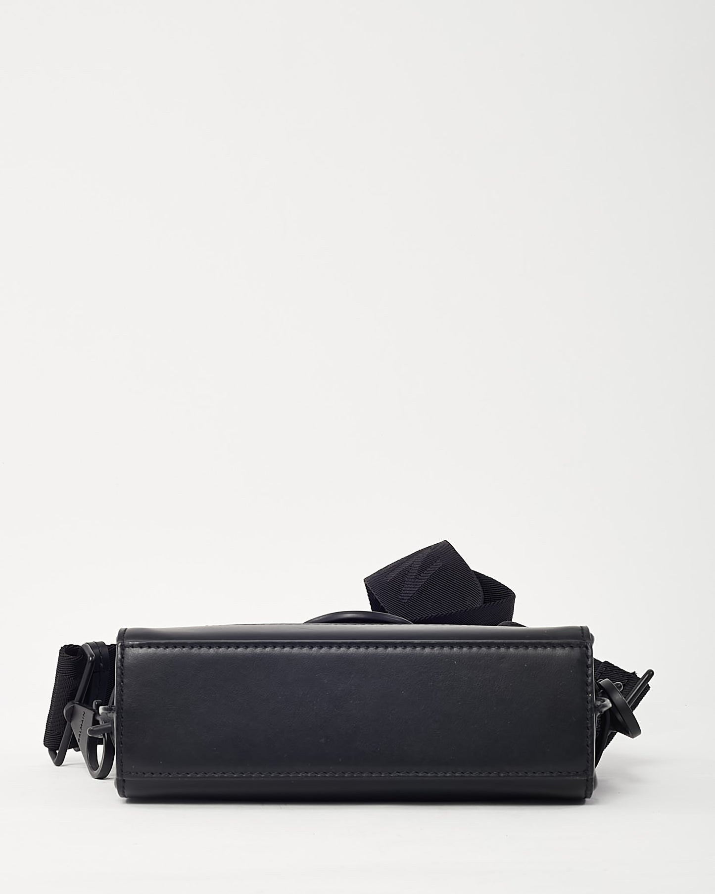Balmain Black Leather Tonal Hardware B-Buzz 19 Crossbody Bag