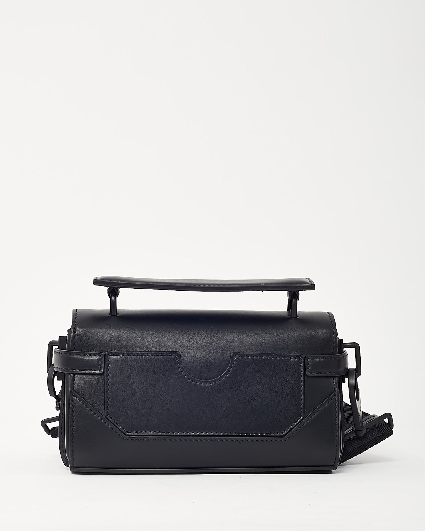 Balmain Black Leather Tonal Hardware B-Buzz 19 Crossbody Bag