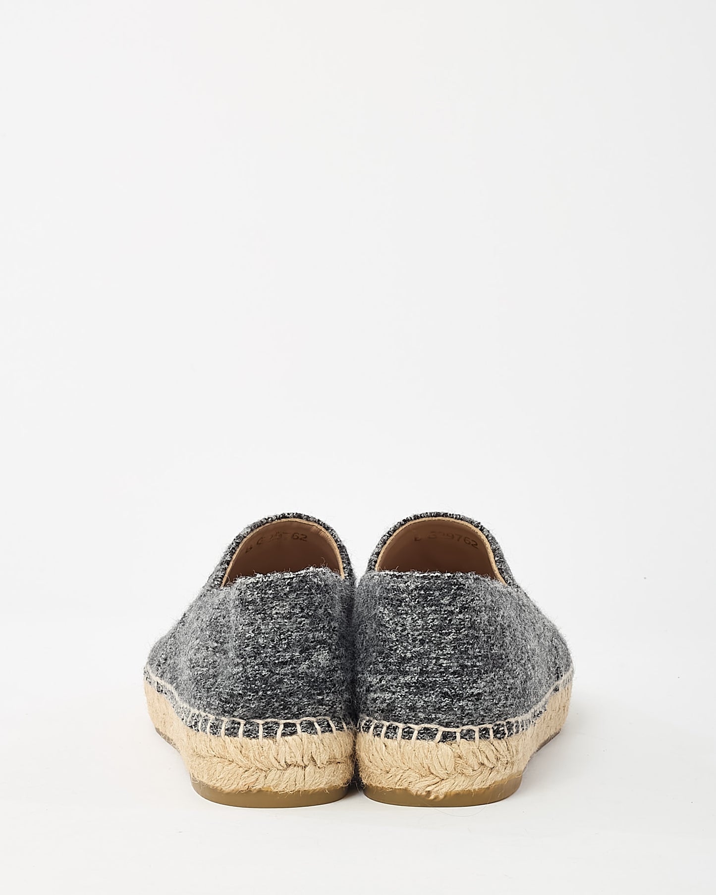 Chanel Grey Wool Felt and Velvet Black CC Logo Espadrilles - 39