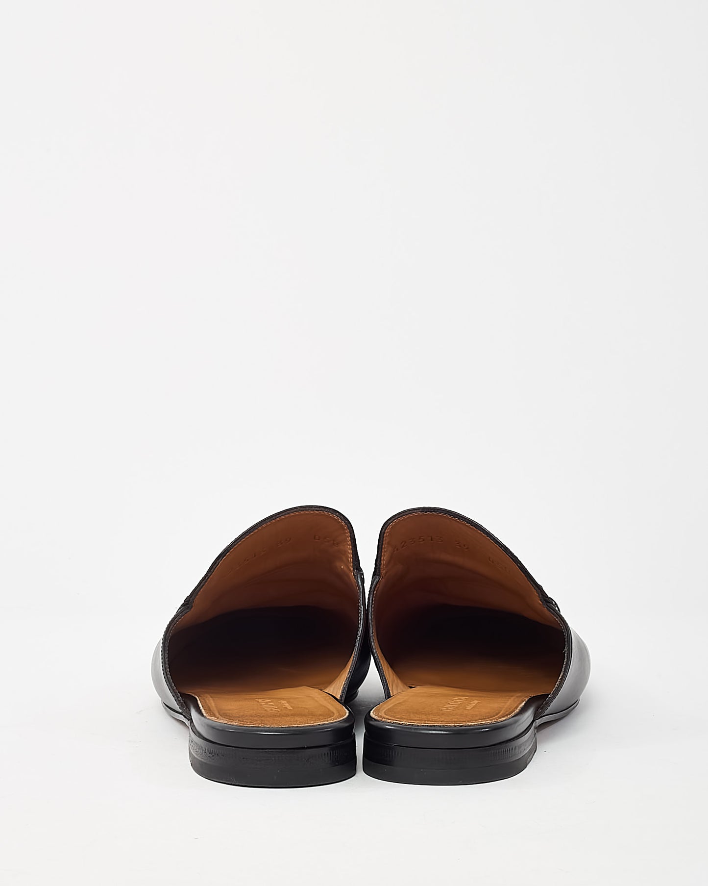 Gucci Black Leather Gold Horsebit Slip On Princetown Mules - 39