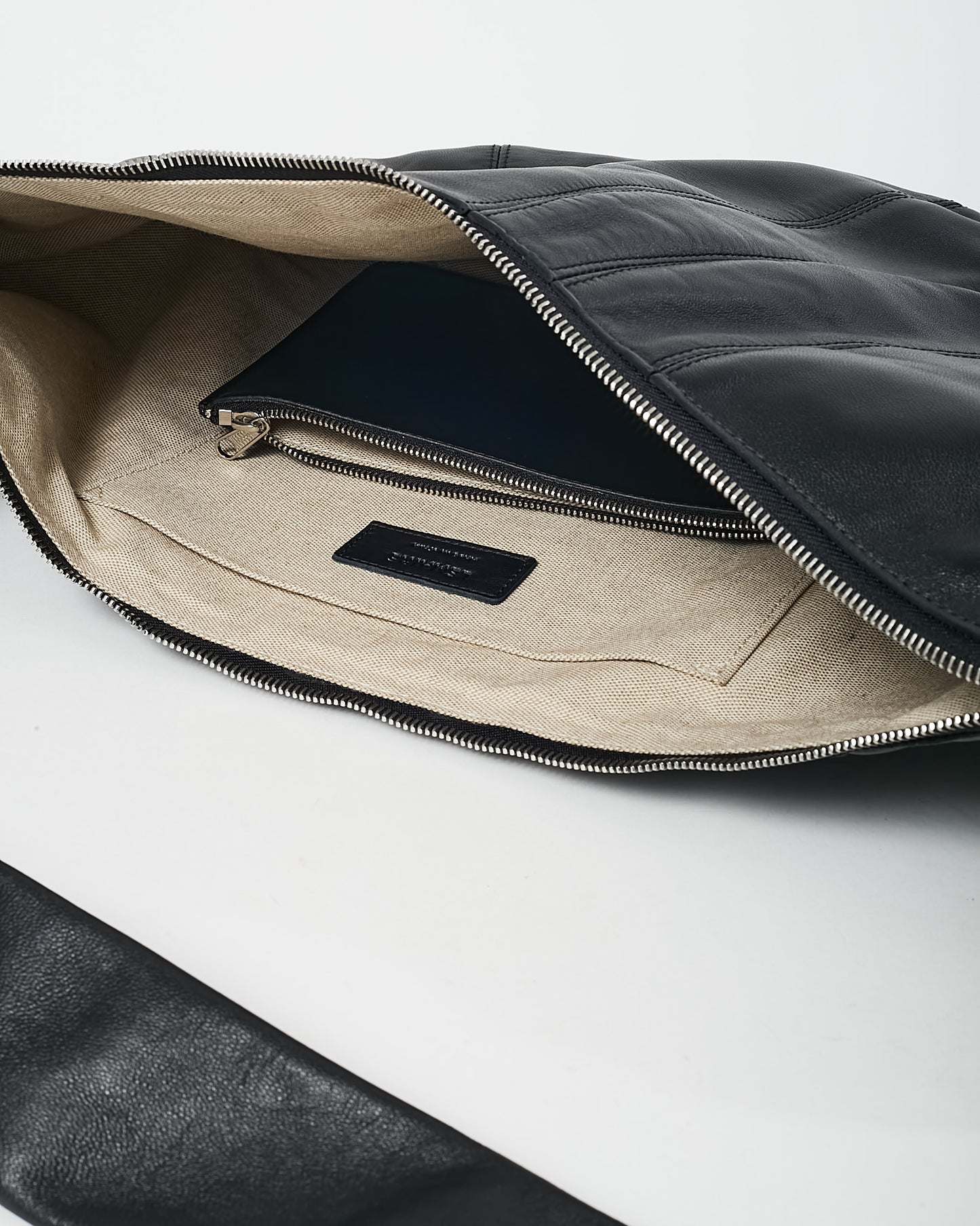 Lemaire Black Leather Large Croissant Crossbody Bag