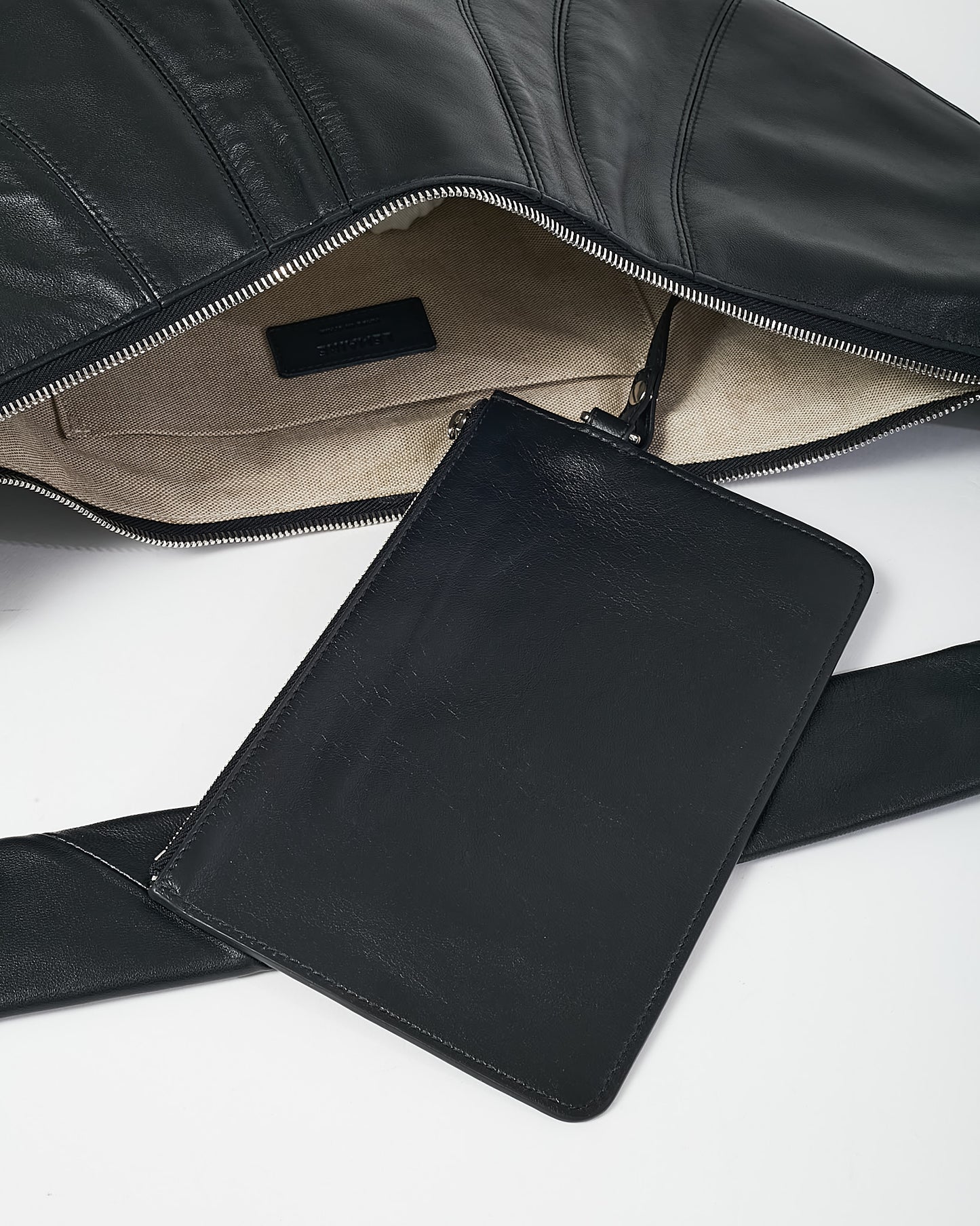 Lemaire Black Leather Large Croissant Crossbody Bag