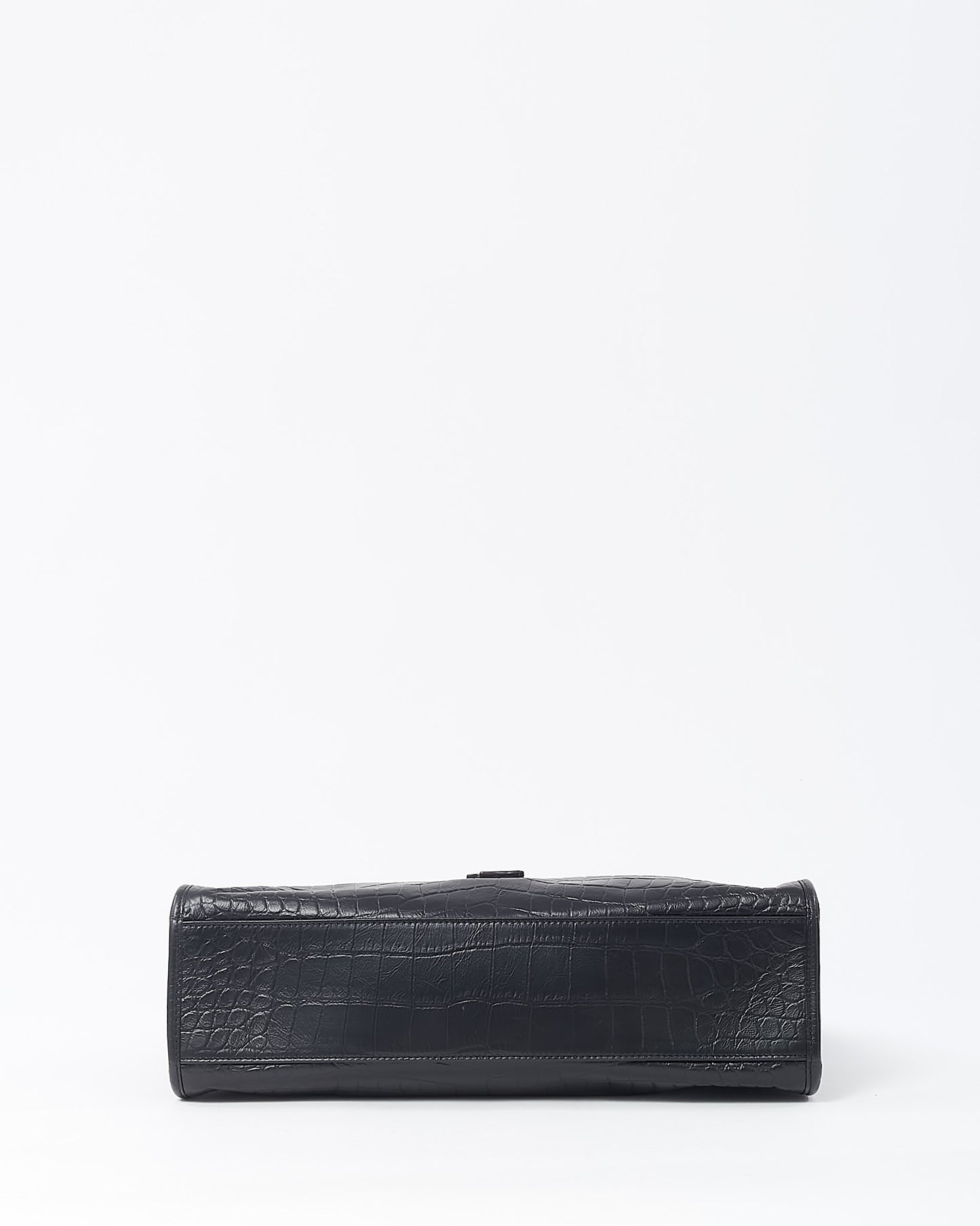Saint Laurent Black Crinkled Leather Medium YSL Niki Shopper Tote Bag