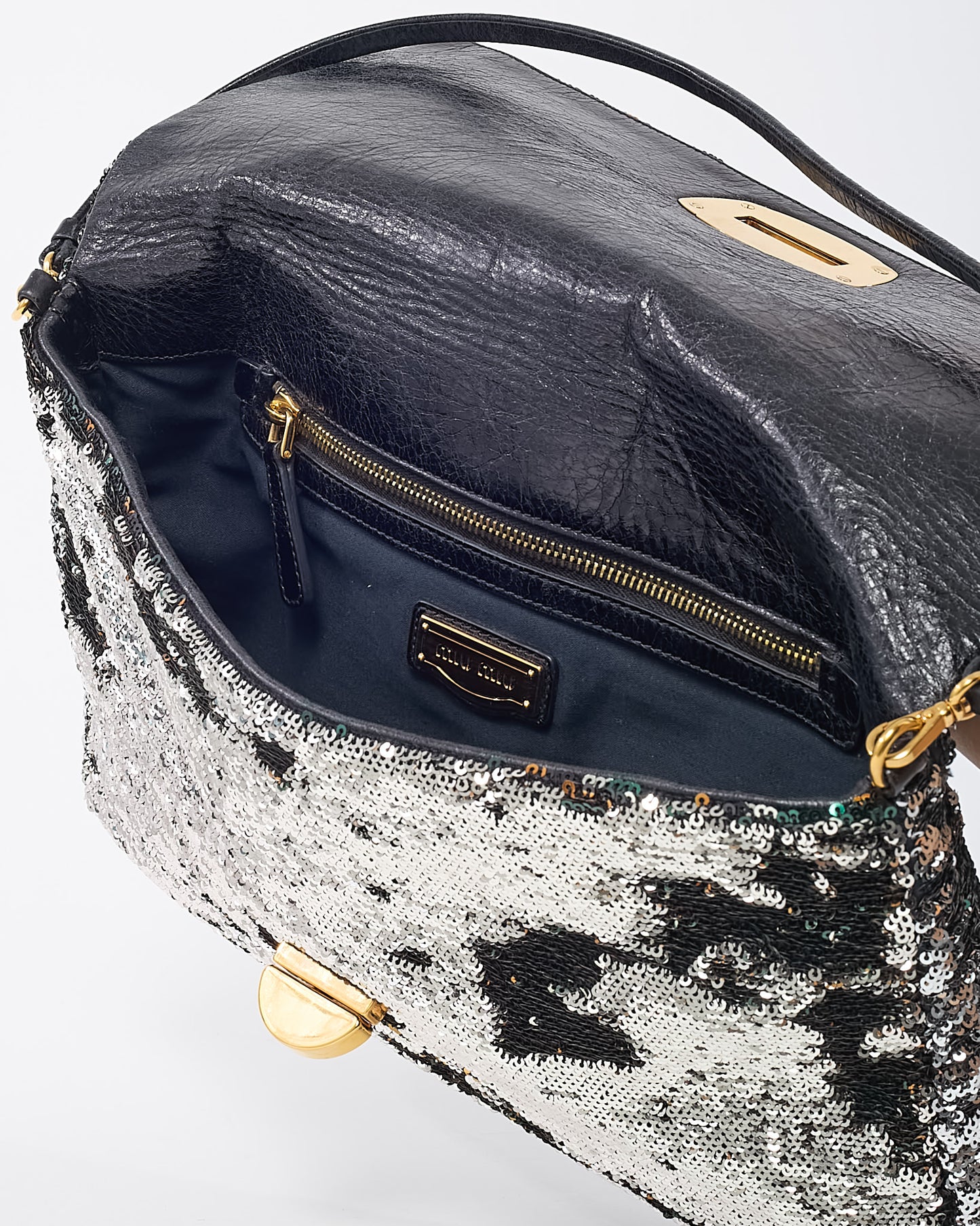 Miu Miu Silver/Brown/Green Multi Sequin 2Way Shoulder Bag