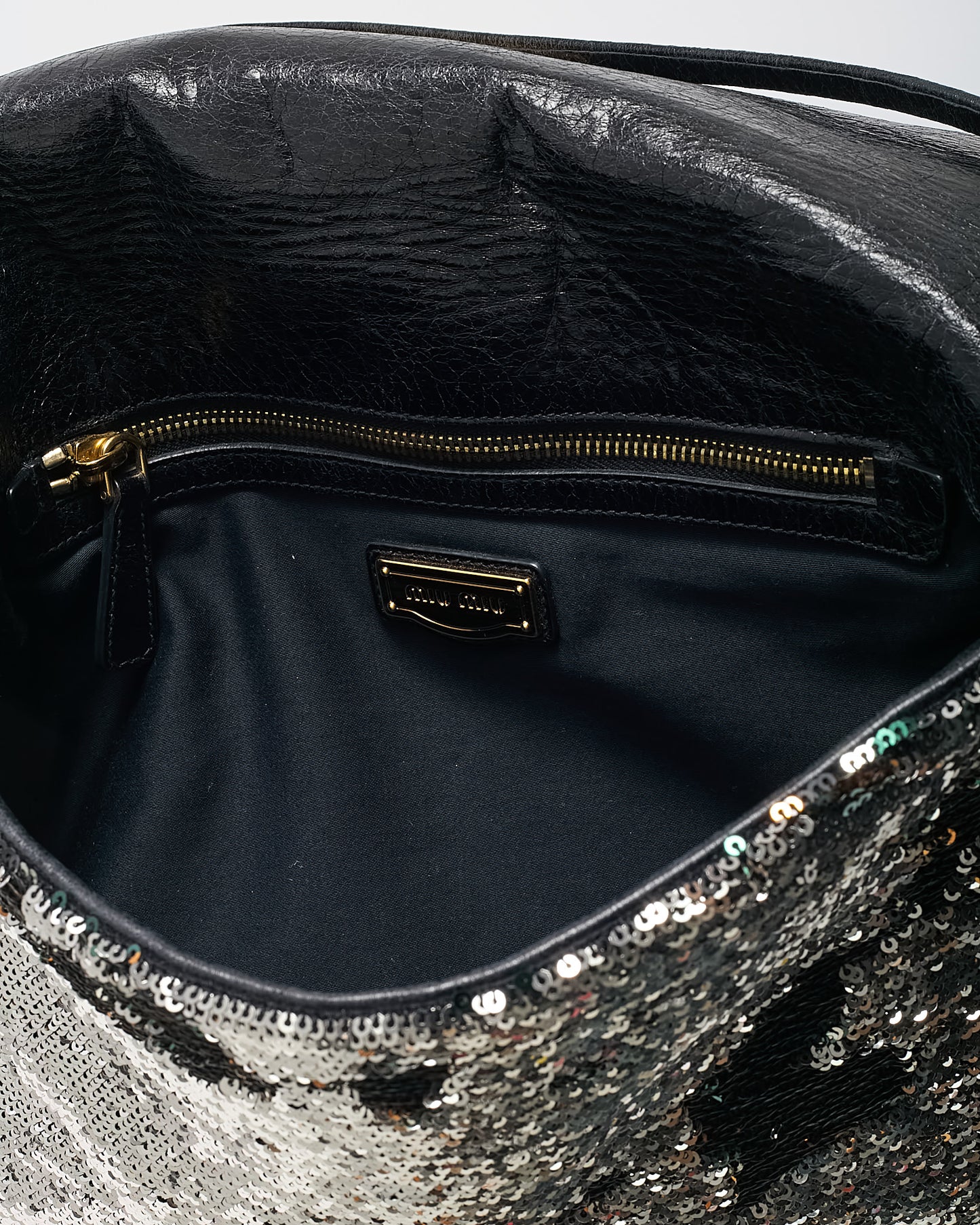Miu Miu Silver/Brown/Green Multi Sequin 2Way Shoulder Bag