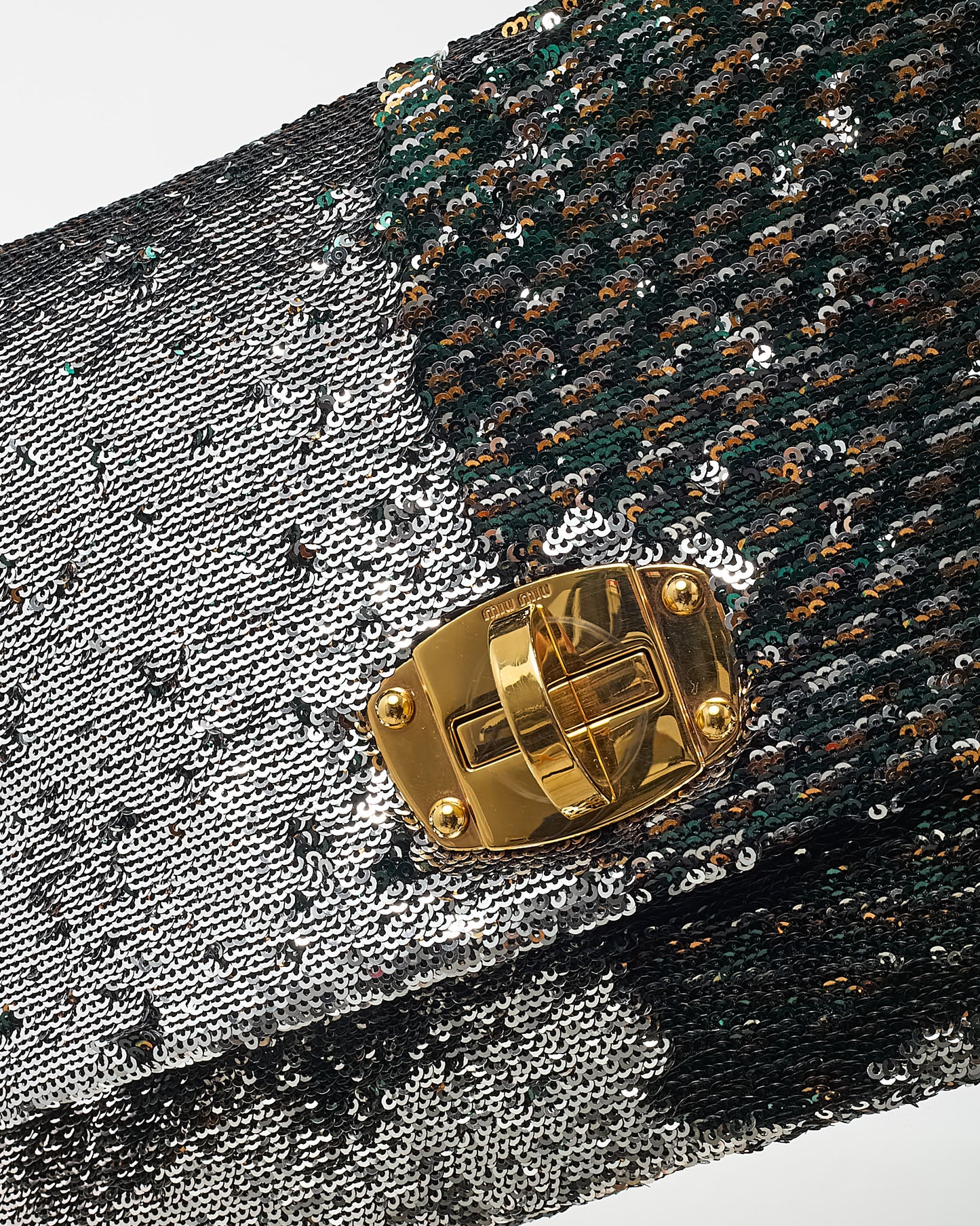 Miu Miu Silver/Brown/Green Multi Sequin 2Way Shoulder Bag