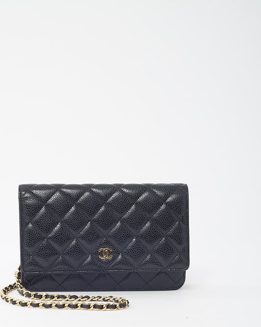 Chanel Black Caviar Leather WOC Wallet on Chain Crossbody Bag GHW