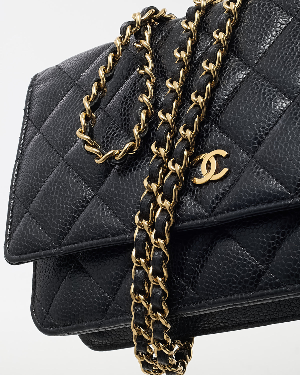 Chanel Black Caviar Leather WOC Wallet on Chain Crossbody Bag GHW