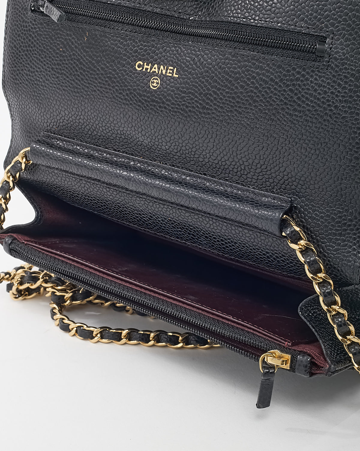 Chanel Black Caviar Leather WOC Wallet on Chain Crossbody Bag GHW