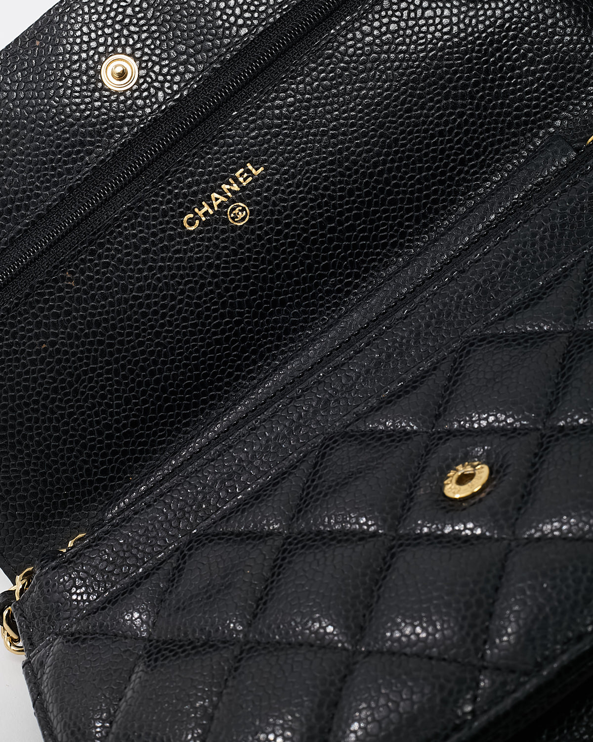 Chanel Black Caviar Leather WOC Wallet on Chain Crossbody Bag GHW