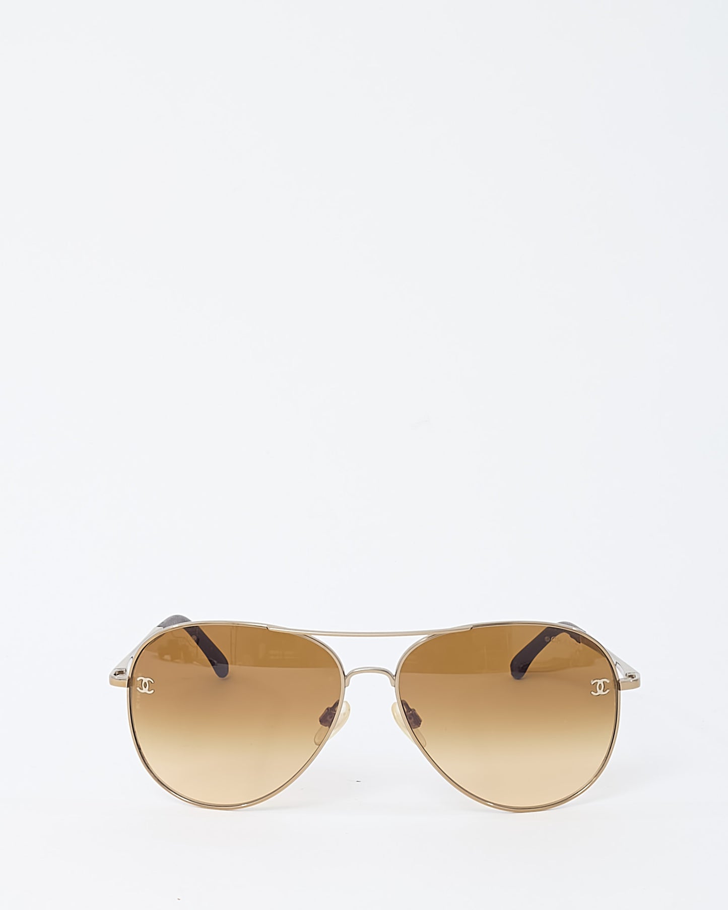 Chanel Gold Metal 4189-T-Q Pilot Aviator Sunglasses