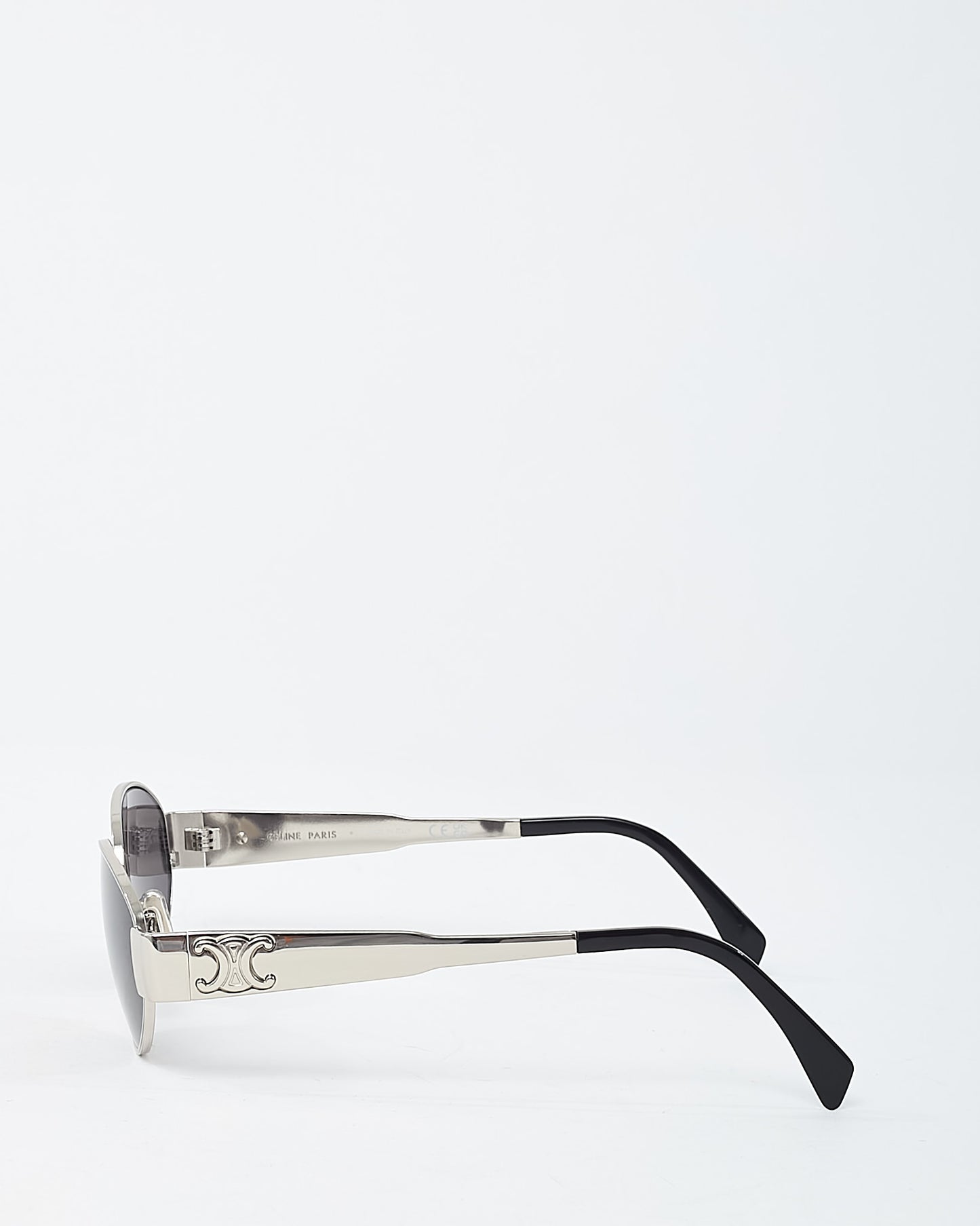 Celine Silver/Smoke Metal Triomphe Oval CL40235 U Sunglasses