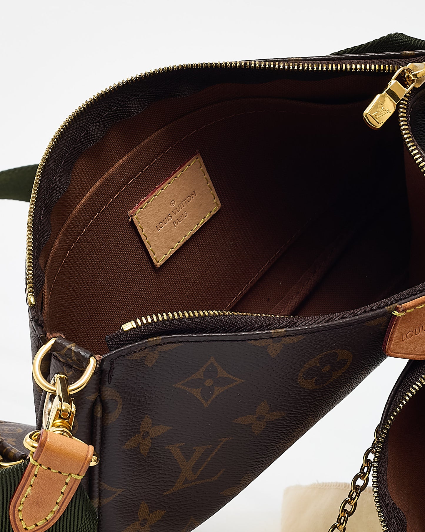 Louis Vuitton Monogram Coated Canvas Khaki Multi Pochette Accessoires Crossbody Bag