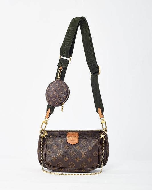 Louis Vuitton Monogram Coated Canvas Khaki Multi Pochette Accessoires Crossbody Bag