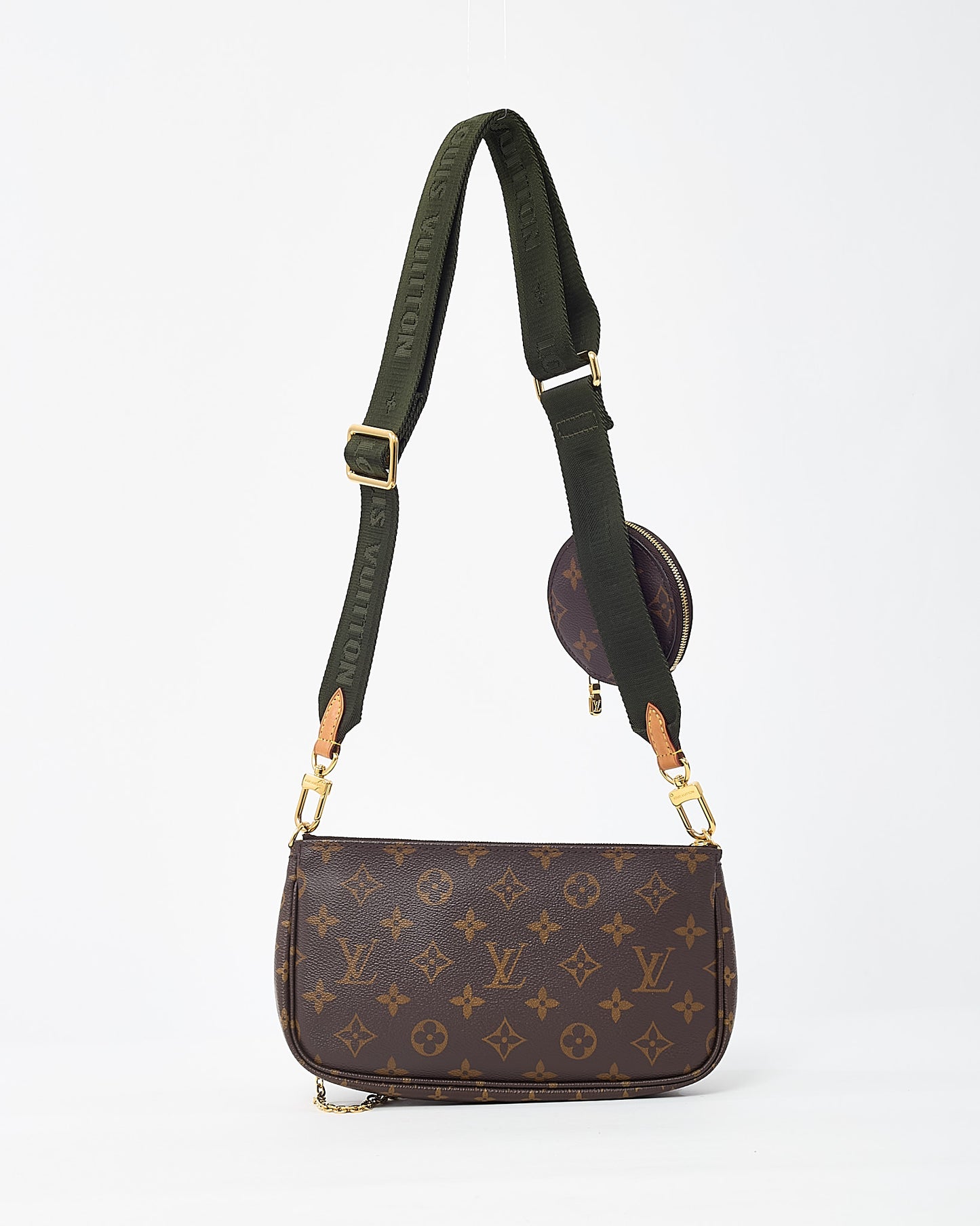 Louis Vuitton Monogram Coated Canvas Khaki Multi Pochette Accessoires Crossbody Bag