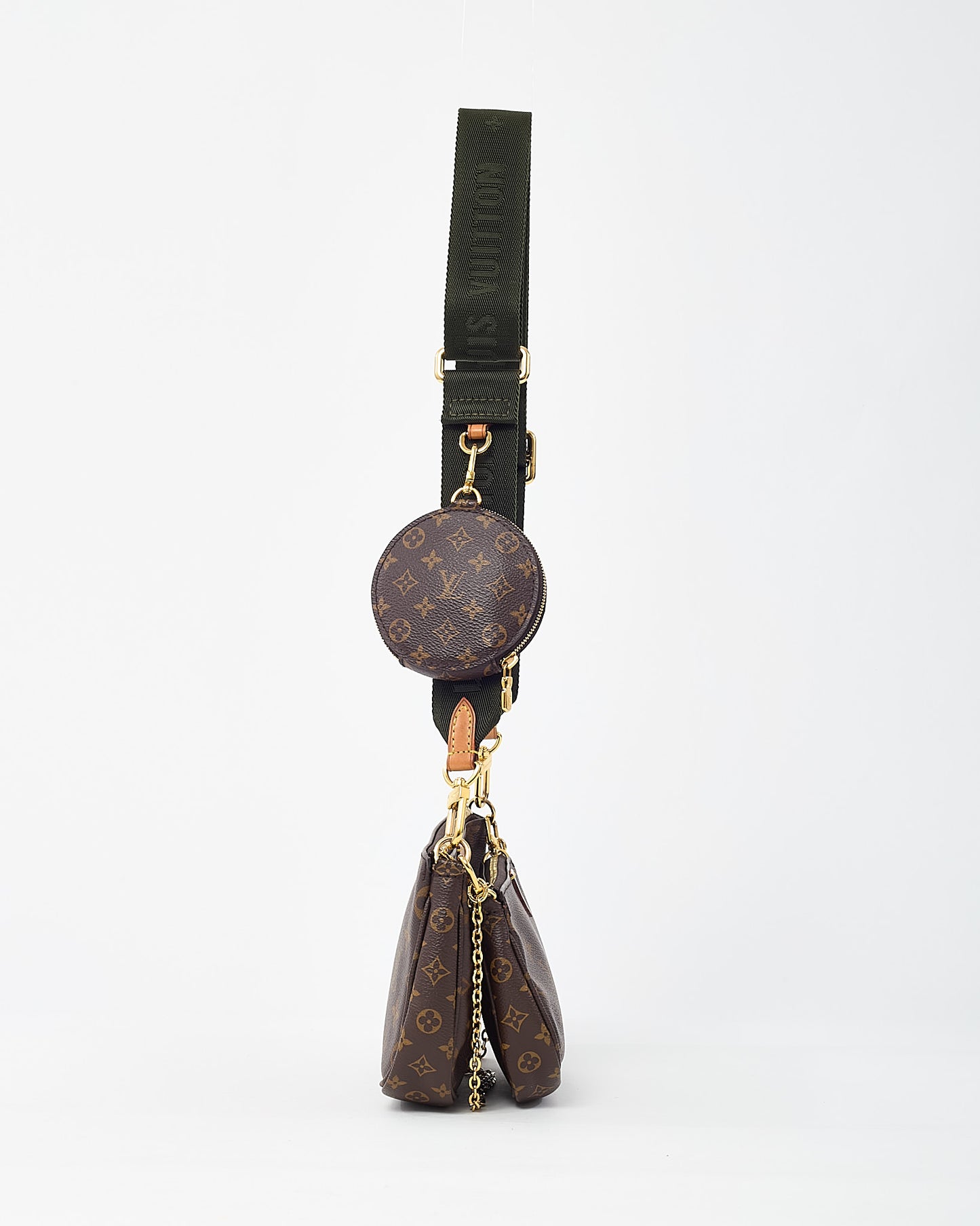 Louis Vuitton Monogram Coated Canvas Khaki Multi Pochette Accessoires Crossbody Bag