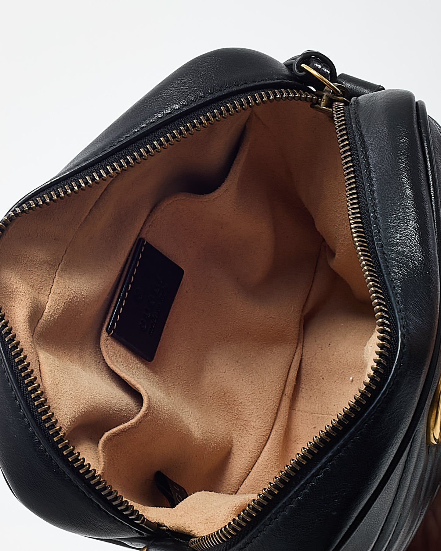 Gucci Black Chevron Leather Mini Marmont Camera Bag GHW