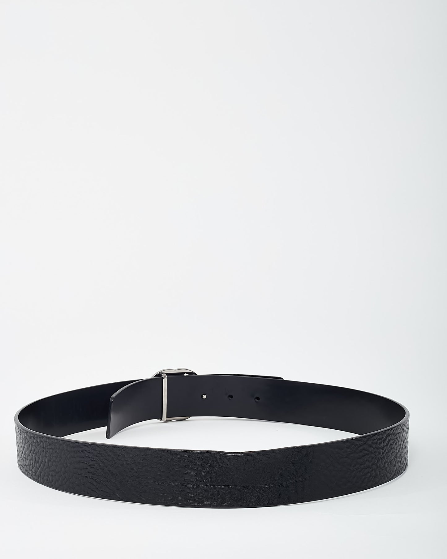 Gucci Black Pebbled Leather Black Tonal Interlocking GG Belt - 90/36